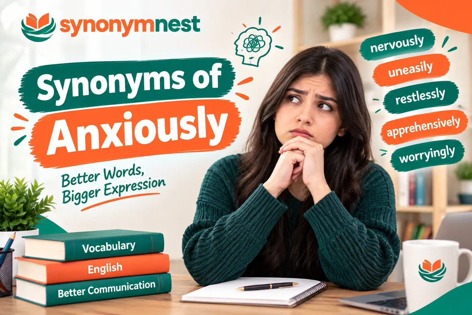 30 synonyms for anxiously with meanings and examples