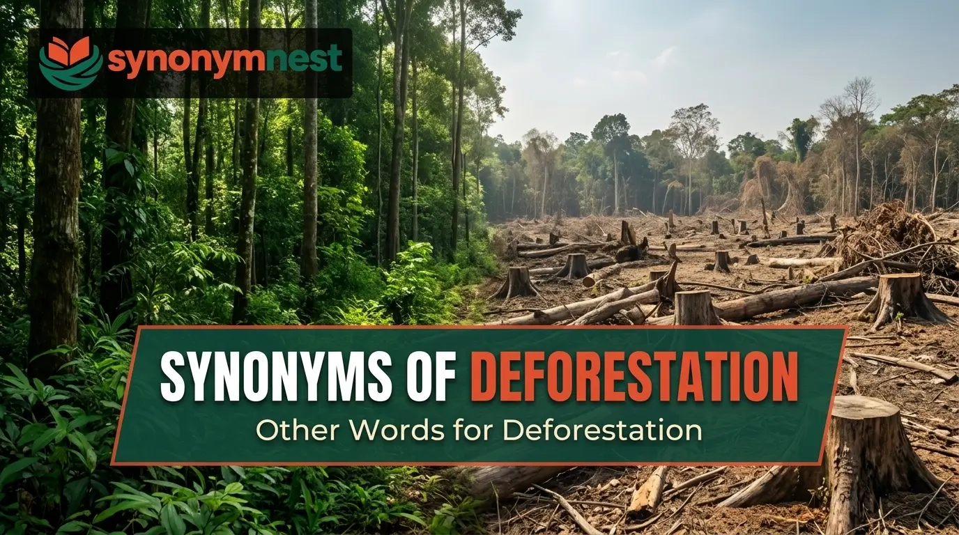 Synonyms of deforestation with forest clearing and tree removal